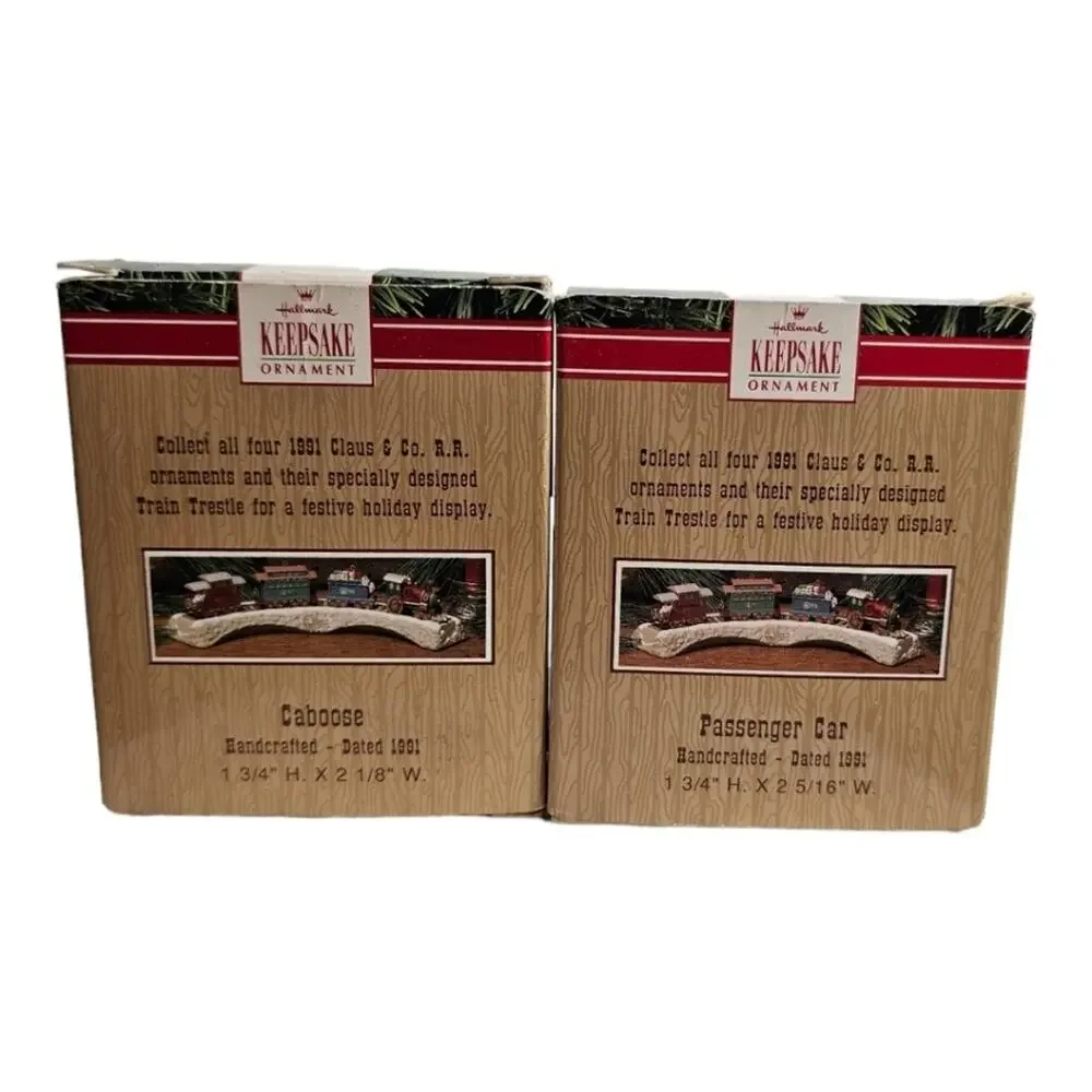 Hallmark Ornaments from Clause & Co. R.R. Caboose and Passenger Car set of 3